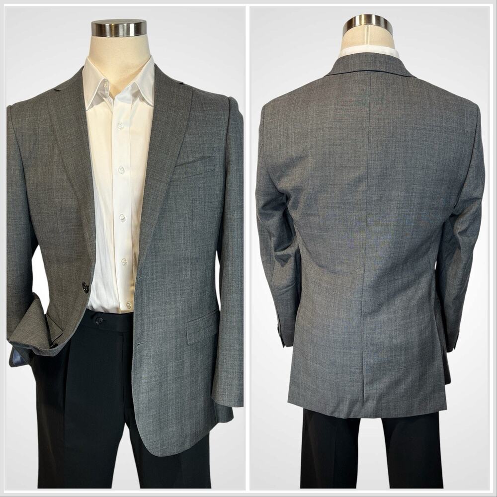 New Joseph Abboud Mens 40-42L Gray Blue Plaid Blazer Suit Jacket NWOT - Picture 2 of 15